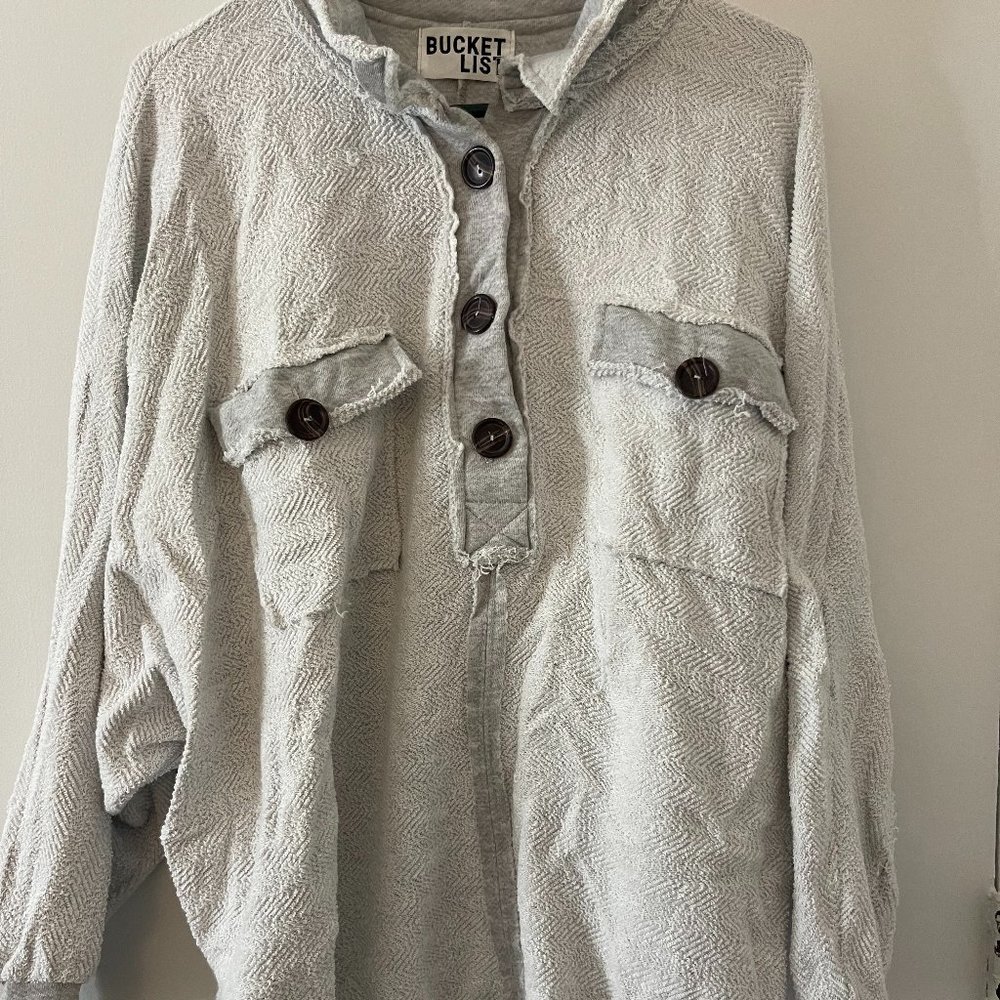 Gray Flowy Button-Down Tunic